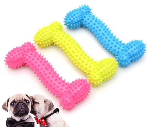 NUXIE® Zabawka gumowa dla psa zielony gryzak kość aport 11cm