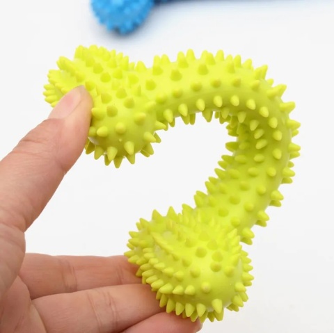 NUXIE® Zabawka gumowa dla psa zielony gryzak kość aport 11cm
