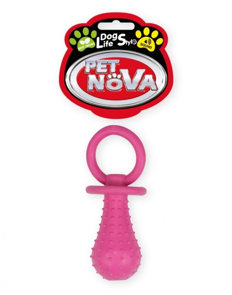 Smoczek z dzwonkiem 14cm, różowy, aromat mięta
